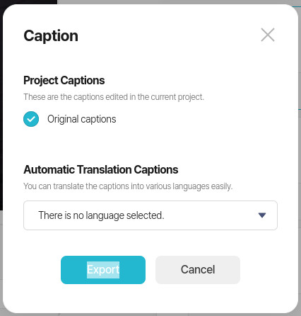 Caption Export dialog